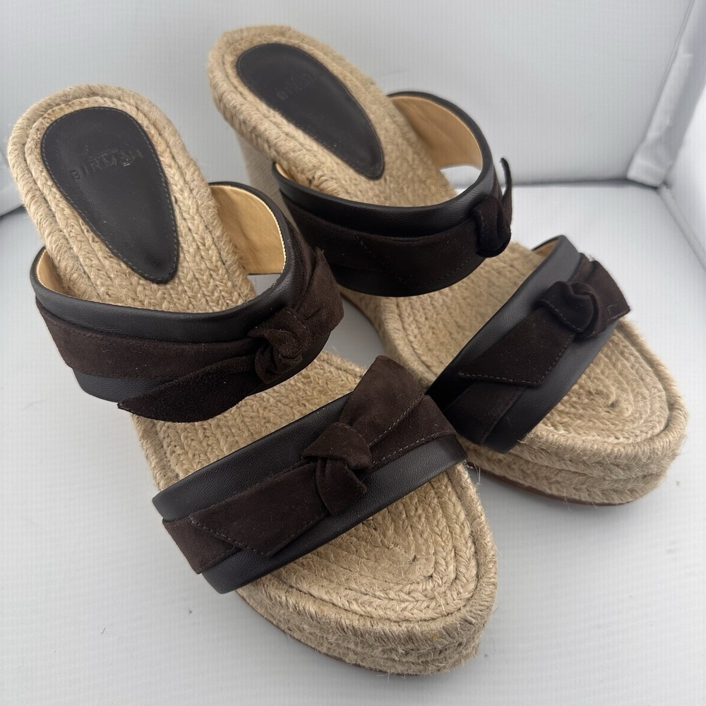Alexandre Birman Brown Espadrille Platform Slide Sandals